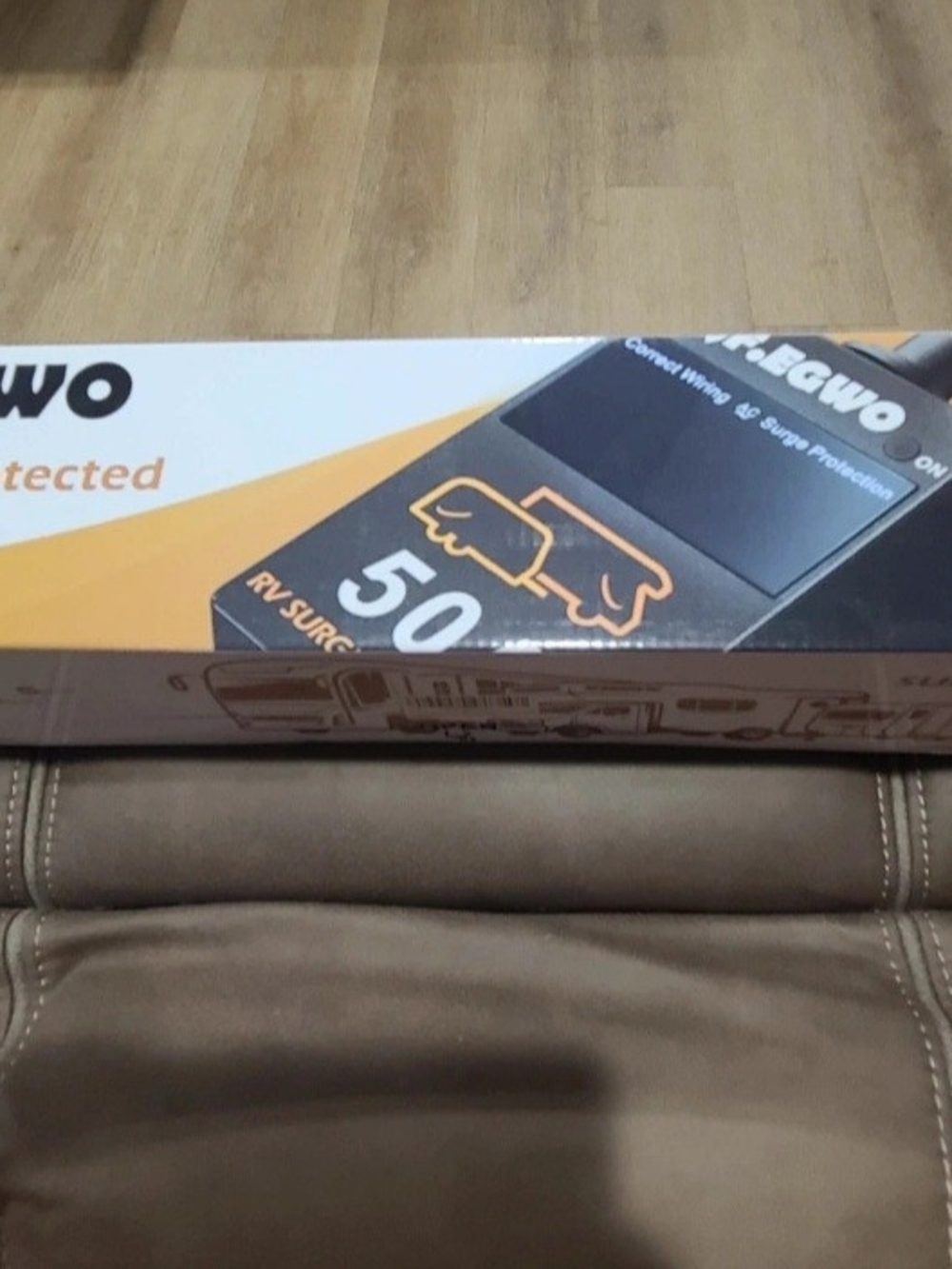 RV 50A Surge Protector - Black with Orange Accents - Camping